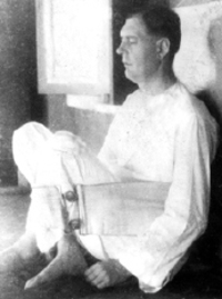 Chadwick, with belt, meditating