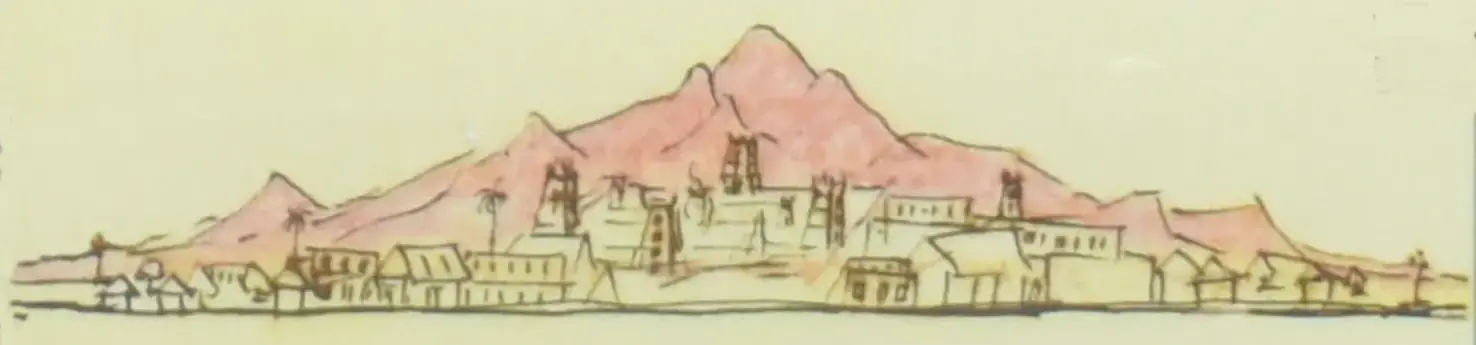 Bhagavan' drawing of Arunachala, colorized