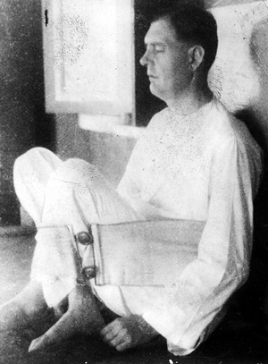 Chadwick sitting with belt for support