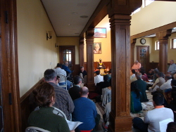 devotees gathered to observe the Aradhana of Bhagavan Sri Ramana Maharshi