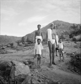 Sri Bhagavan with Sri Sundaram standing beside him (left)